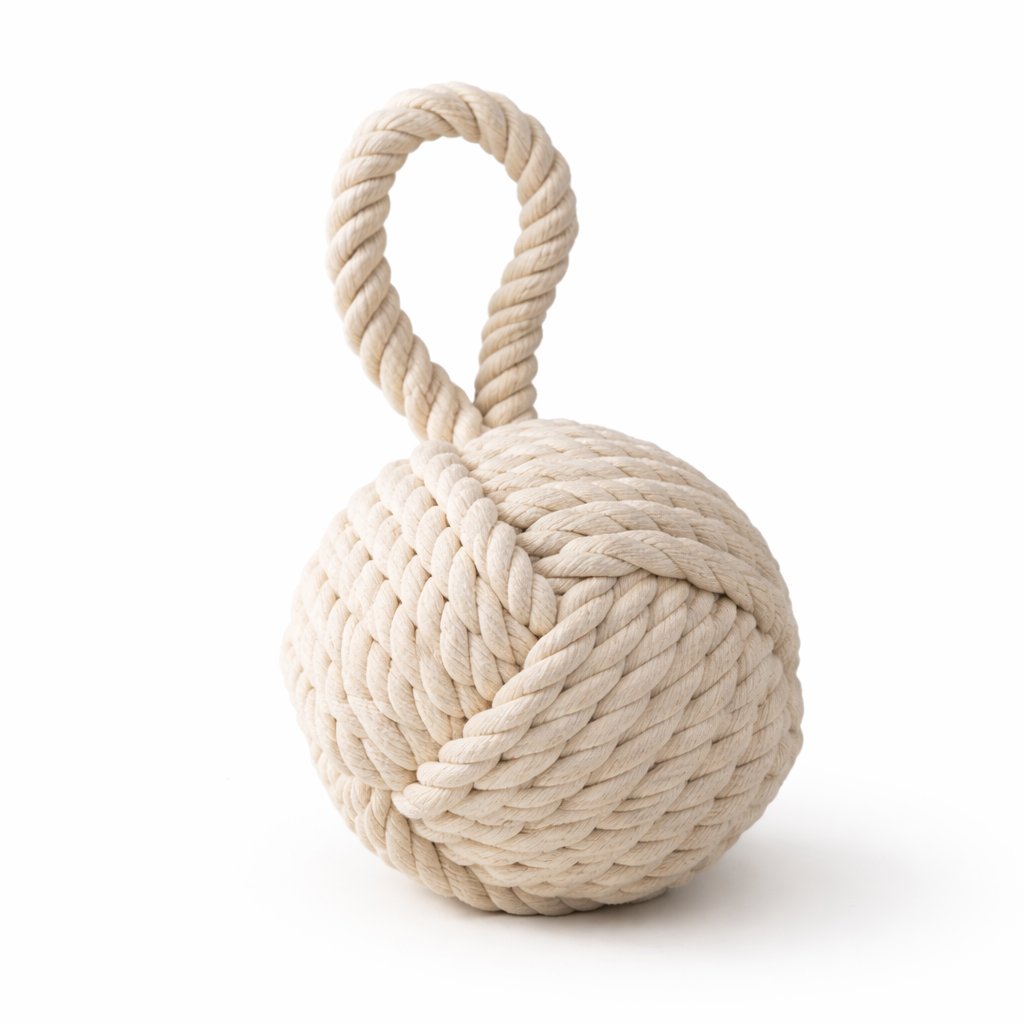 Rope Knot Round Doorstop - Natural Fabric